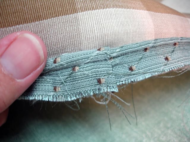 image of applying covered cording to a pillow sham