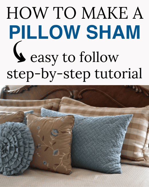 Pinterest graphic for how to make a pillow sham