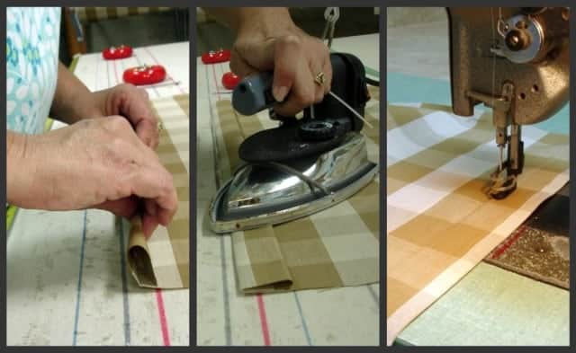 image showing 3 steps involved in making a pillow sham