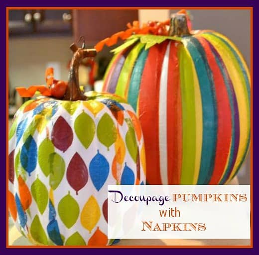 How to decoupage fake pumpkins with decorative napkins for Fall, Halloween and Thanksgiving :: WorthingCourtBlog.com