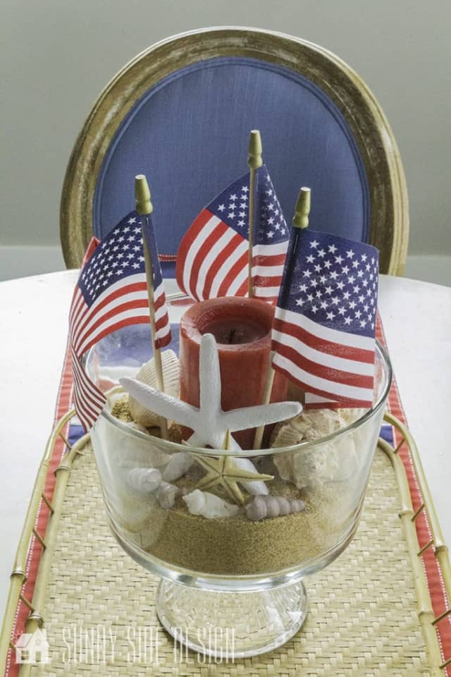 table centerpiece with american flags