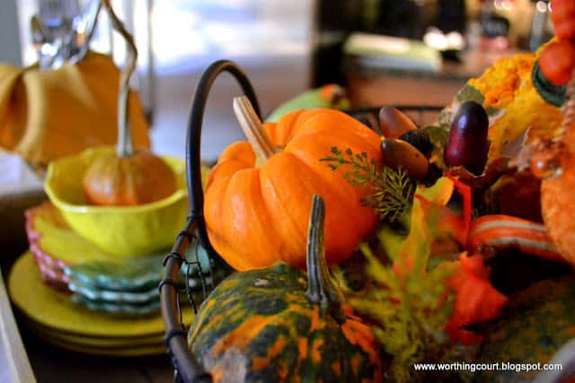 Fall vignette on a kitchen island
