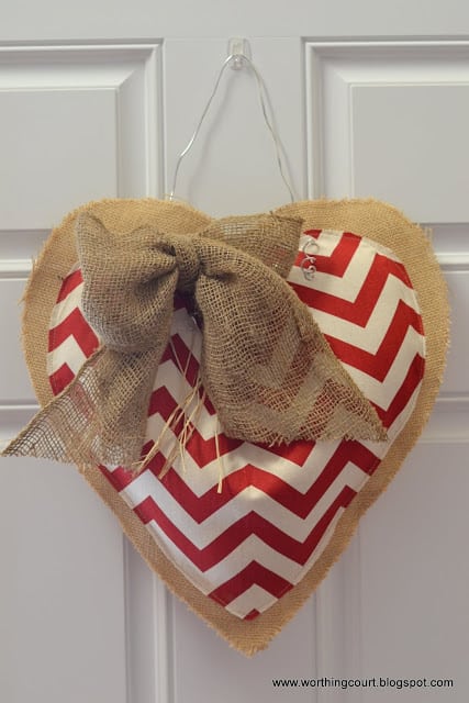 Burlap and Chevron Valentine Heart