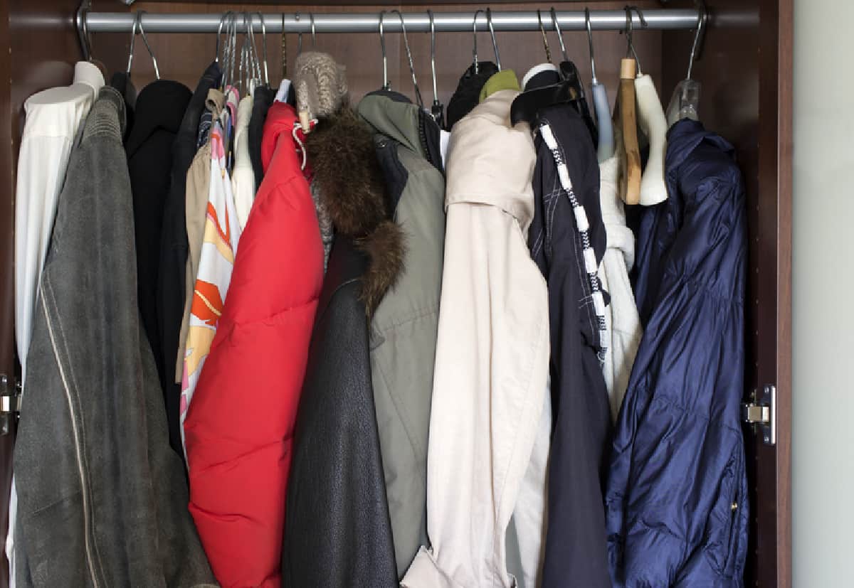 multiple coats in closet