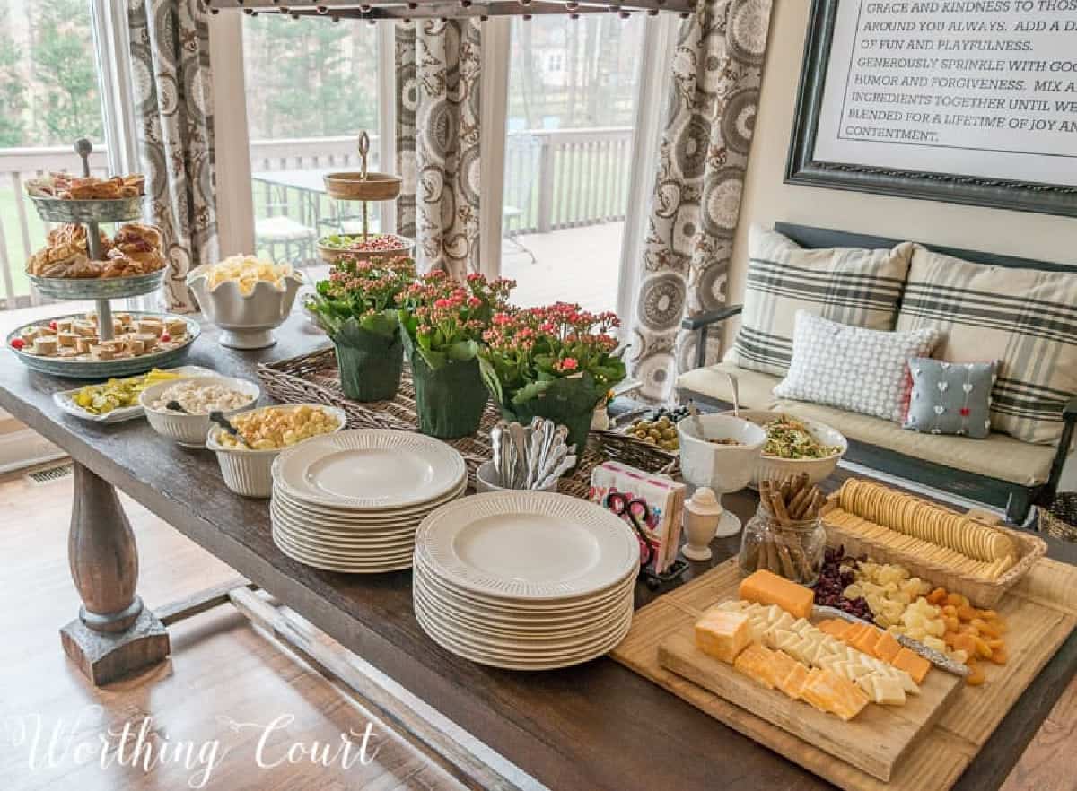 food buffet on a dining table