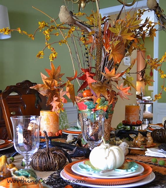 Worthing Court: Centerpiece for a Woodland Inspired Thanksgiving Tablescape