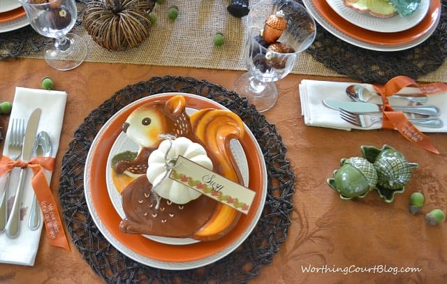 Worthing Court: Woodland Inspired Thanksgiving place setting