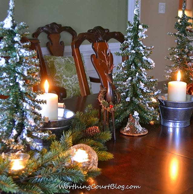 Lit candles on the table.