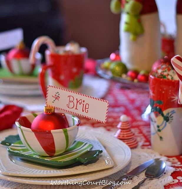 A fun Christmas table setting.