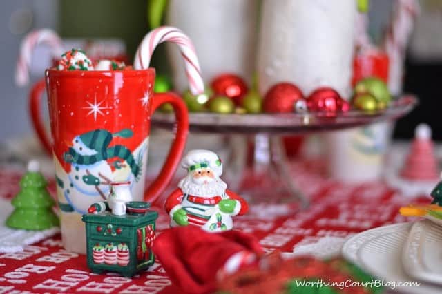 Christmas figurines on the table.