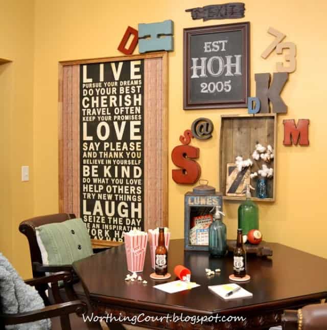 Worthing Court: Gallery wall with diy chalkboard art.