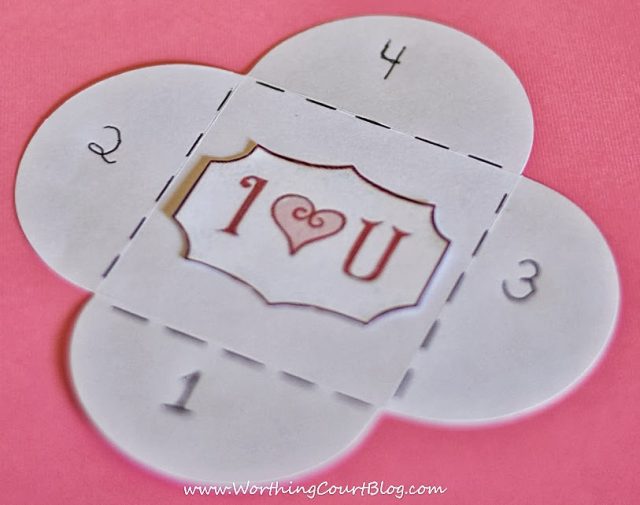 The cards with I love you in the middle.