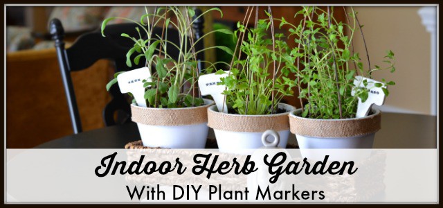 A Pretty Mini Indoor Herb Garden And DIY Plant Markers