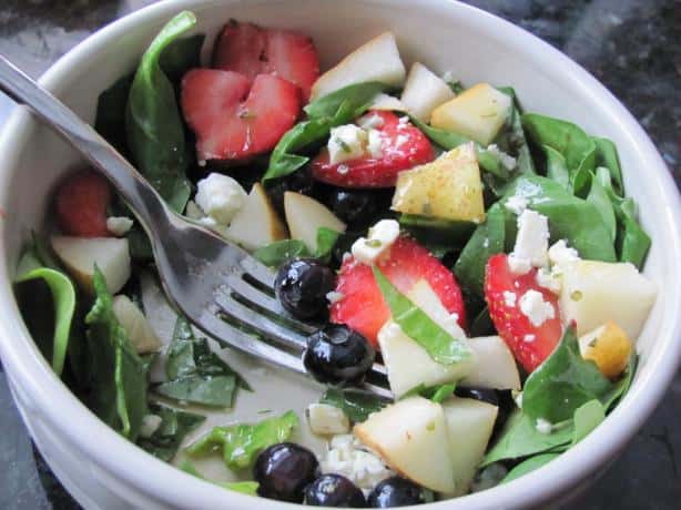  Red, White and Blue Salad with strawberries.