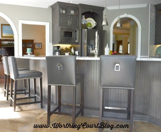 Add beadboard to a kitchen island for added interest and texture