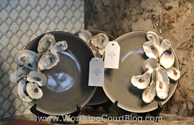 Glue oyster shells to plain plates to recreate the look of the expensive version.