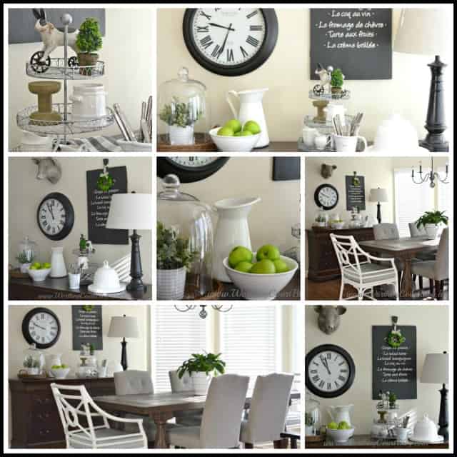 Farmhouse kitchen vignette with pops of fresh green.