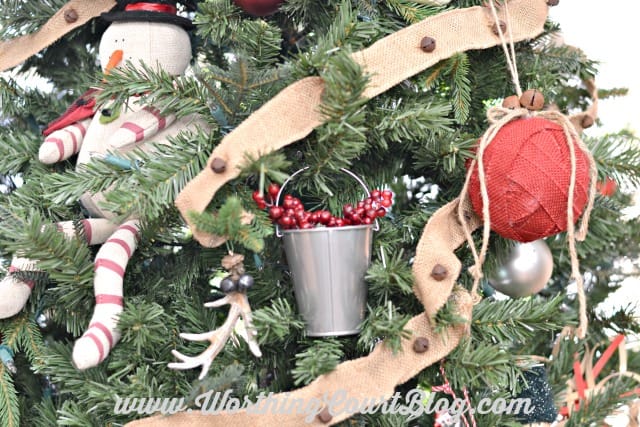 Burlap bells and Ribbon Christmas cone trees