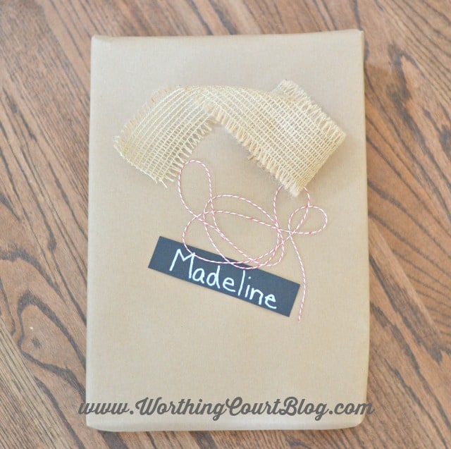 Easy, uncomplicated and affordable rustic Christmas gift with burlap ribbon.