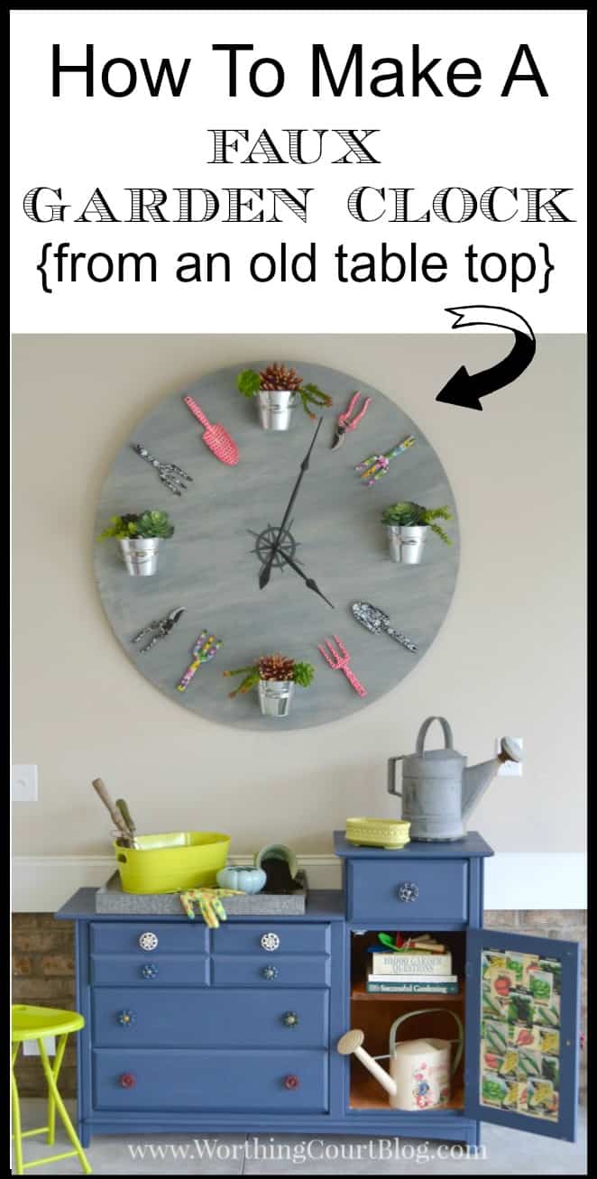 Pinterest image for how to make a faux garden clock