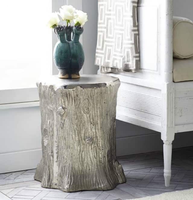 Faux bois tree trunk stool, garden stool, or side table.