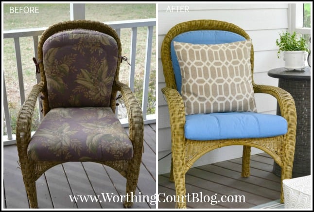 Waterproof outdoor cushions painted with chalk paint