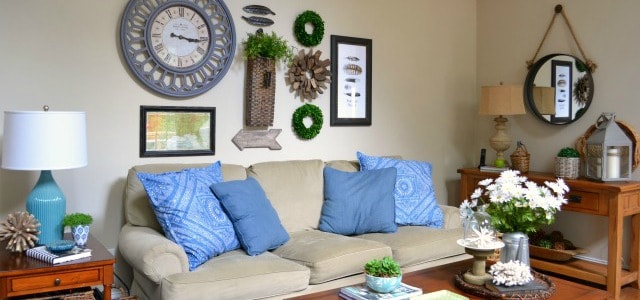 Family Room Gallery Wall Above My Sofa {And Some Other Decor Too}