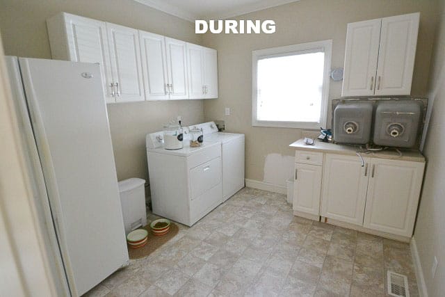 Laundry room during renovation.