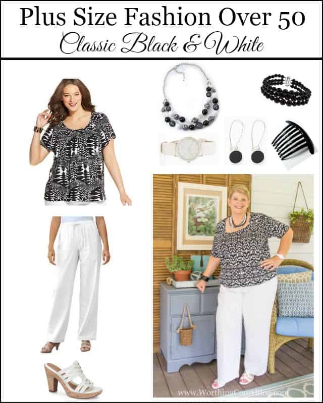 Resource list for a classic black and white summer outfit.