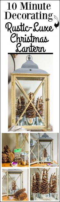 Step-by-step directions for creating an easy and fast rustic-luxe Christmas lantern.