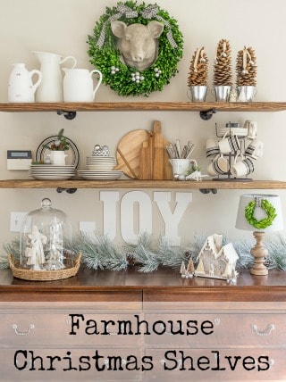 Farmhouse Christmas Shelves poster.