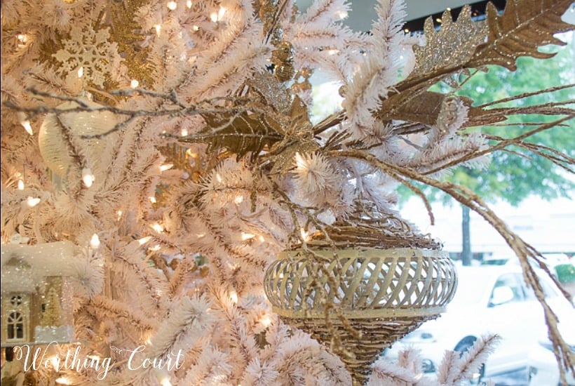 White, gold and silver Christmas tree decorations.