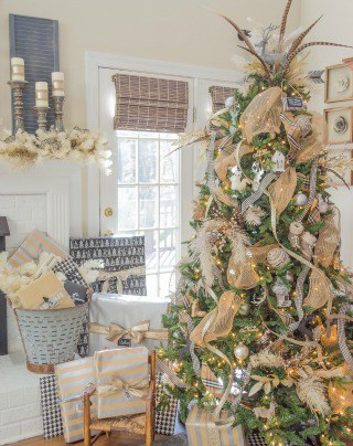 Rustic & Luxe Christmas Tree And Mantel