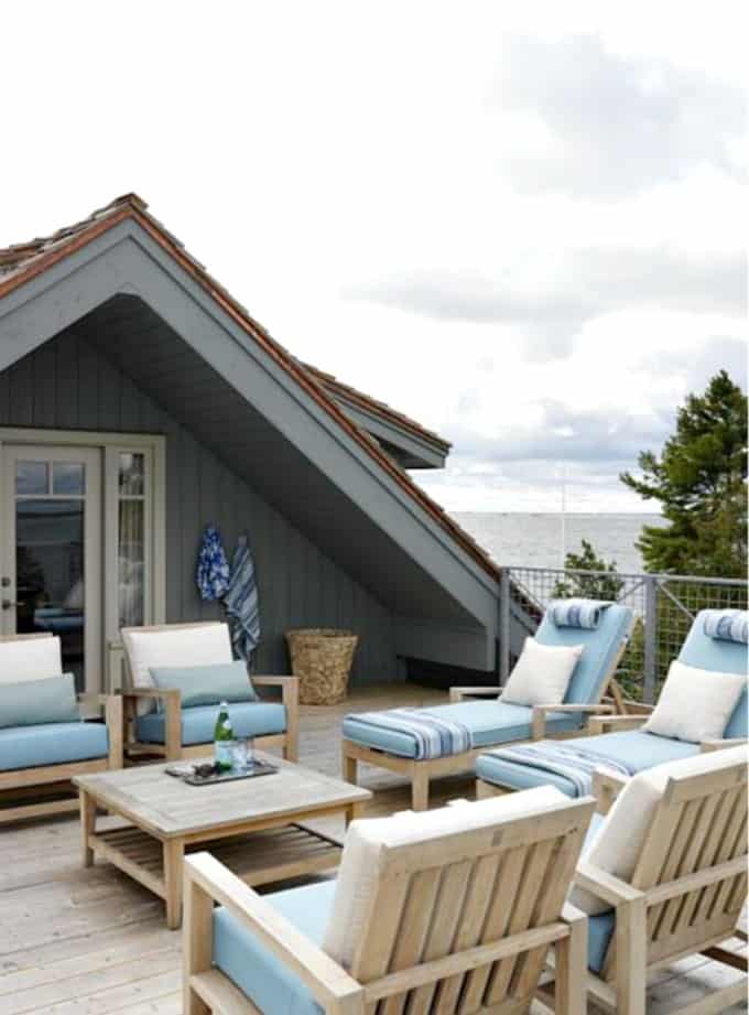 Cottage deck overlooking the lake.