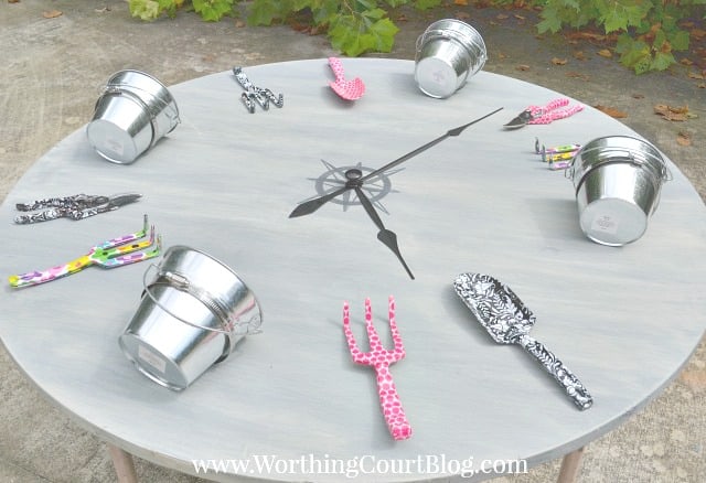 How to make a garden clock from an old tabletop and garden tools || Worthing Court Blog