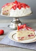 Besides eating them freshly picked, this strawberry cake recipe is one of my favorite ways to enjoy fresh strawberries. It's easy to put together because it starts out with white cake mix,and strawberry gelatin. Only a few more ingredients are needed. It has the best strawberry flavor and is wonderfully moist. The only thing that makes the cake better is the buttercream frosting!