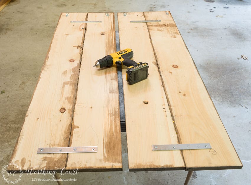  Step 4 - apply metal mending plates to the back of the boards to hold them together