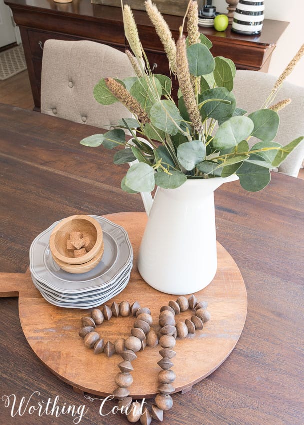 A late summer centerpiece in the dining room.