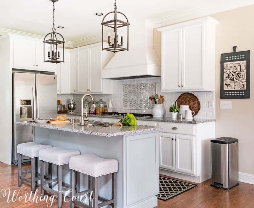 Remodeled kitchen with white cabinets