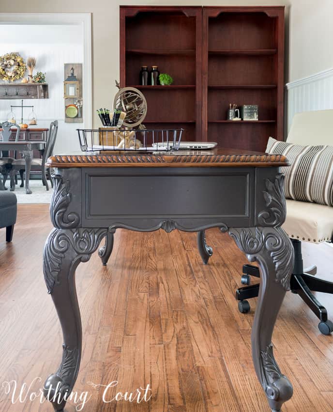 Office desk with painted legs.