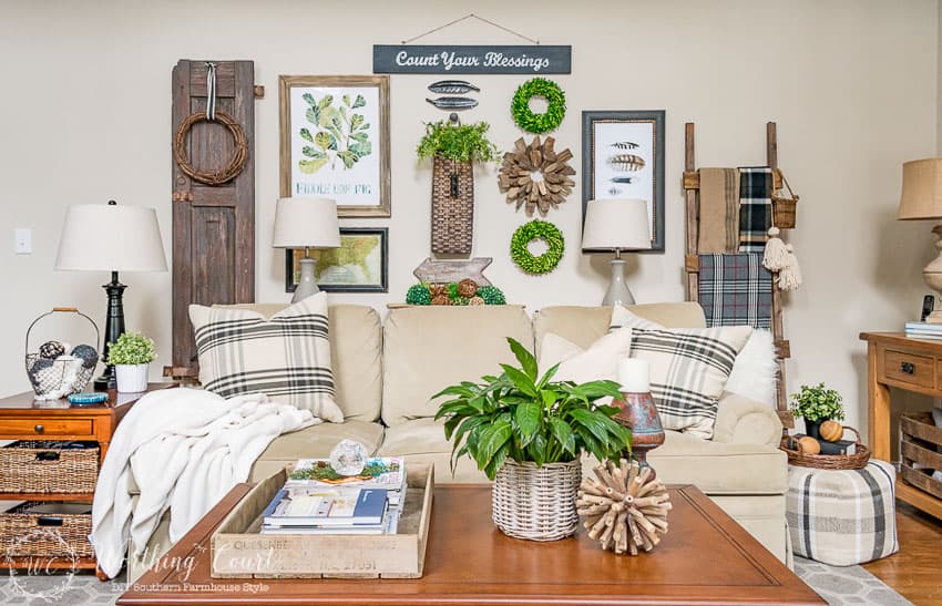 Lots of pattern helps to make a room feel cozy in the living room.