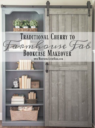 Bookcase Makeover – Traditional Cherry To Farmhouse Fab!