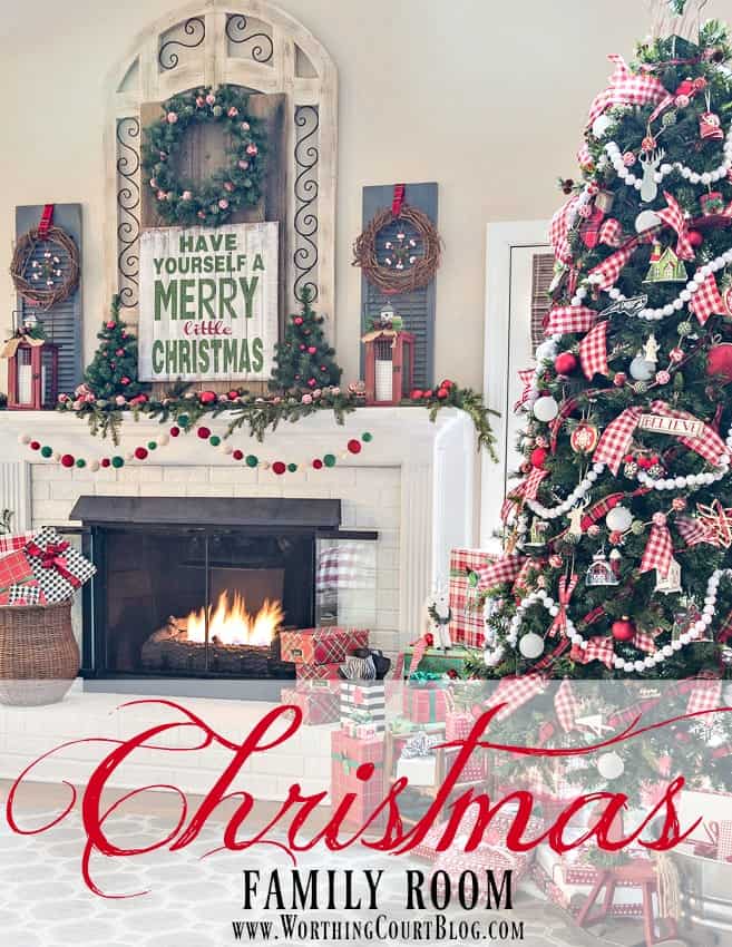 Cozy Farmhouse Christmas Family Room || Worthing Court poster.