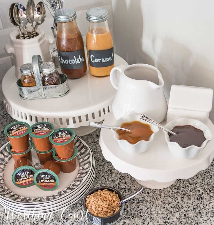 The coffee creamer plus chocolate and caramel syrups for the coffee.