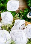 Easter tree ornaments made with a drop cloth