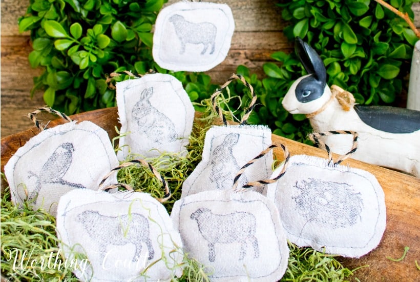 Easter tree ornaments made with a drop cloth