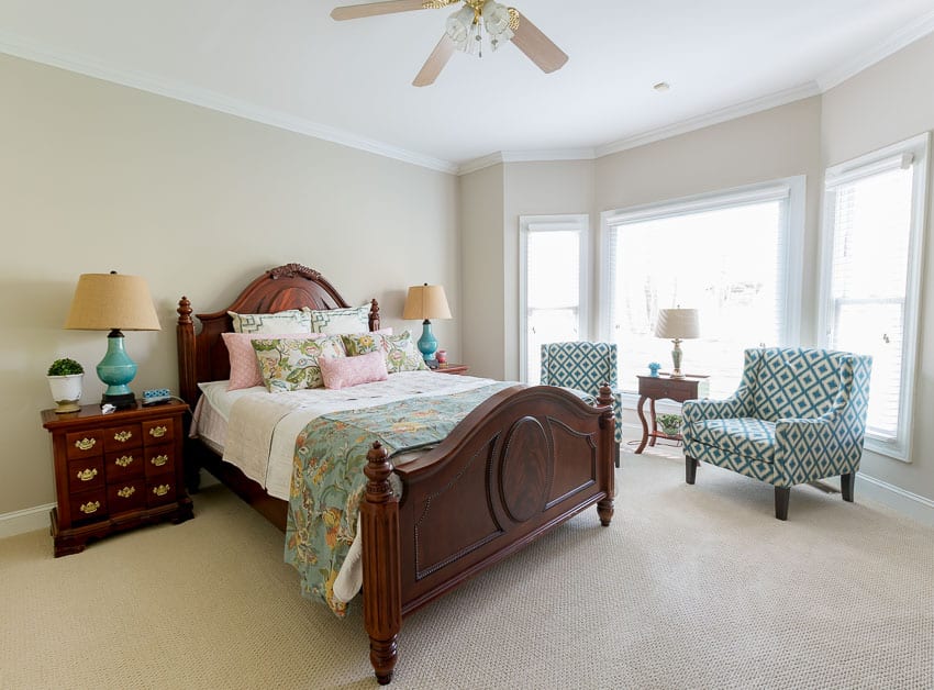 Guest bedroom before it's farmhouse style makeover .