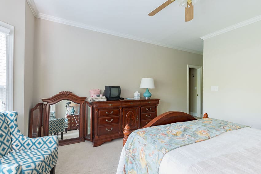 Boring dresser and mirror in the guest bedroom.