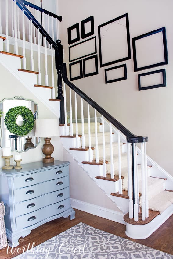 Stairway gallery wall frame arrangement || Worthing Court