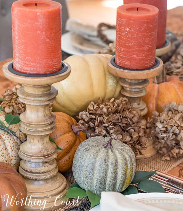 Small mini pumpkins on the table.